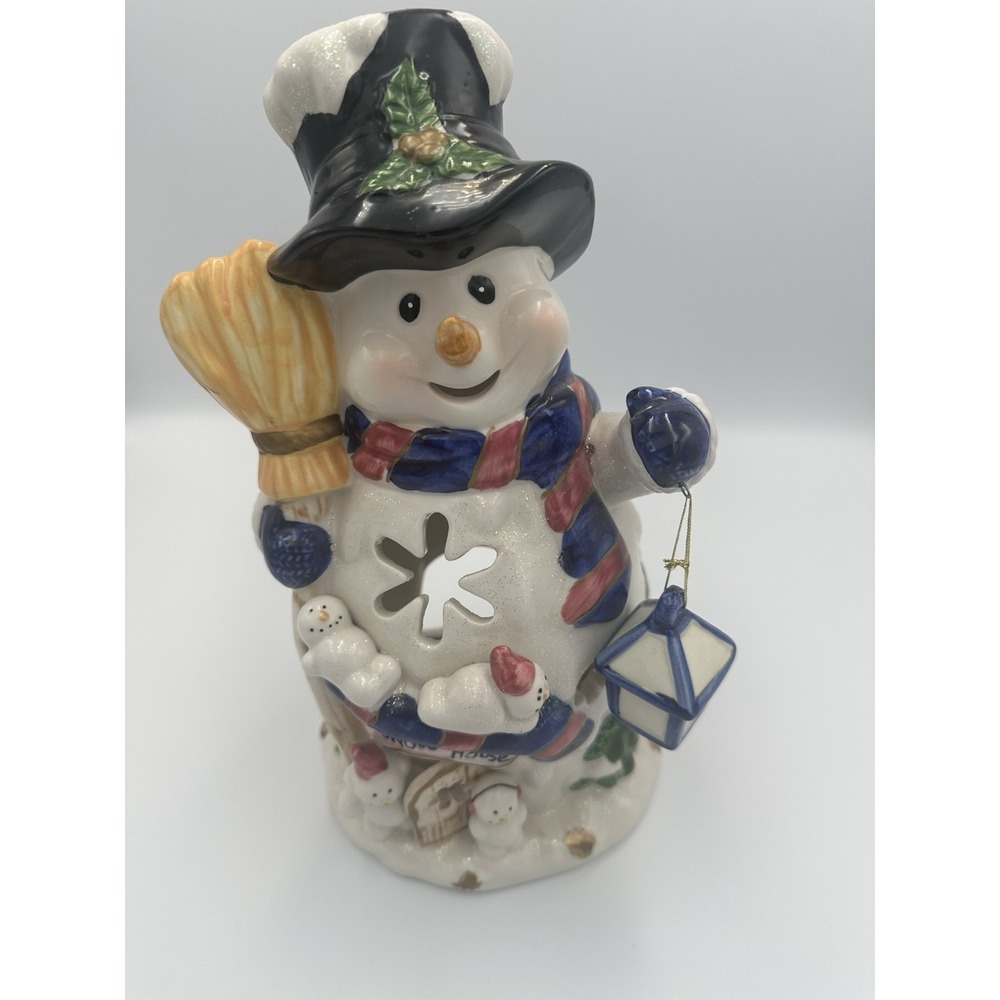 Home & Garden Party Snowman With Lantern Tea Light House Candle Holder Christmas